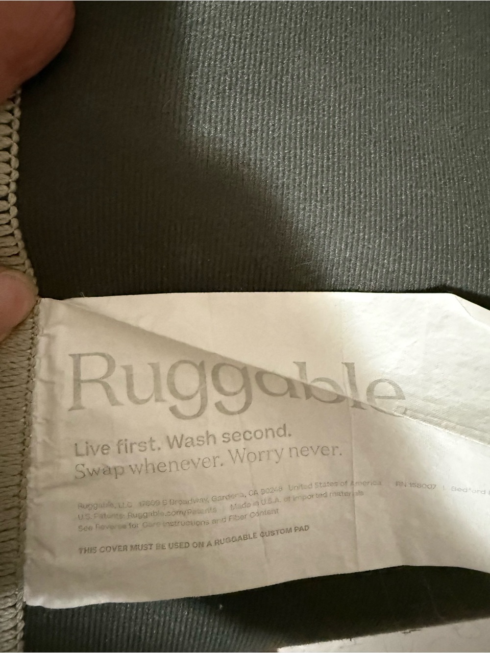 Door Mat Ruggable Leaf Print Area Rug Runner - Neutral Gray - Picture 6 of 6